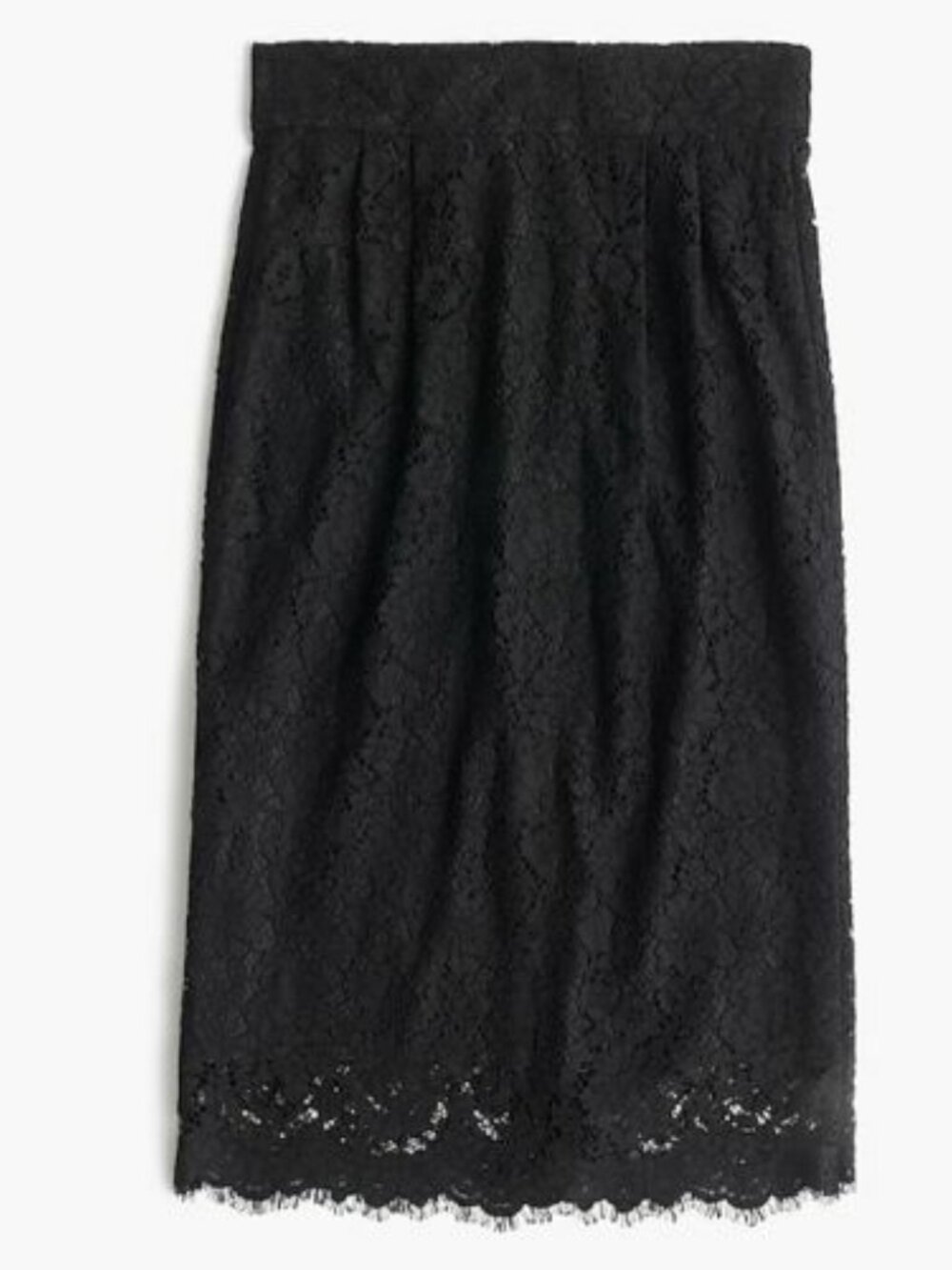 J. Crew midi Pintucked Pencil Skirt 6 black lace